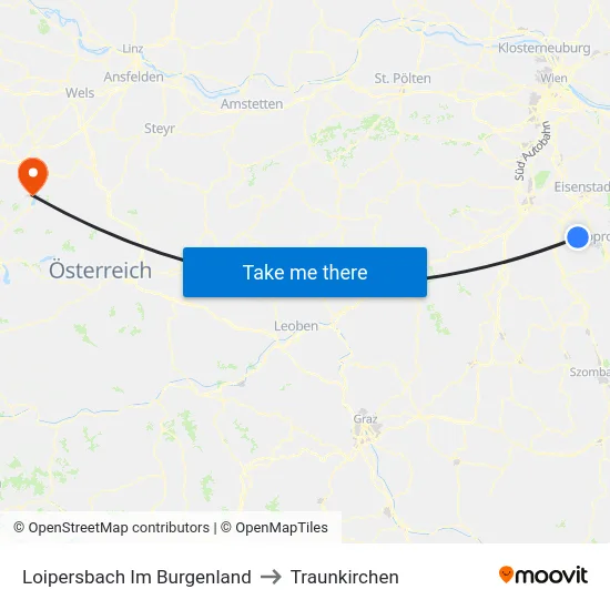 Loipersbach Im Burgenland to Traunkirchen map