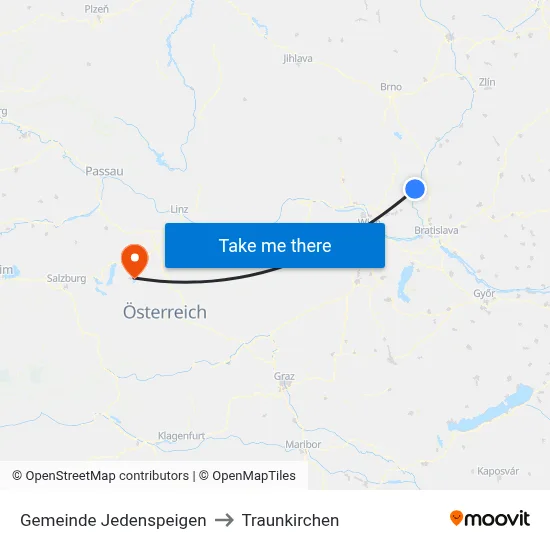 Gemeinde Jedenspeigen to Traunkirchen map