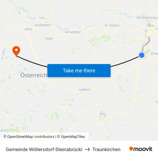 Gemeinde Wöllersdorf-Steinabrückl to Traunkirchen map