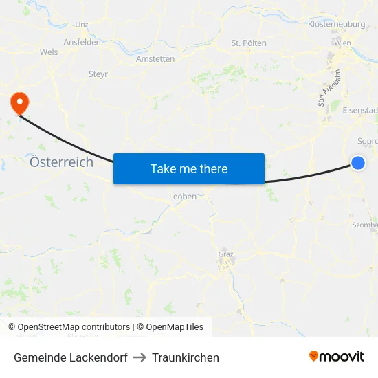 Gemeinde Lackendorf to Traunkirchen map