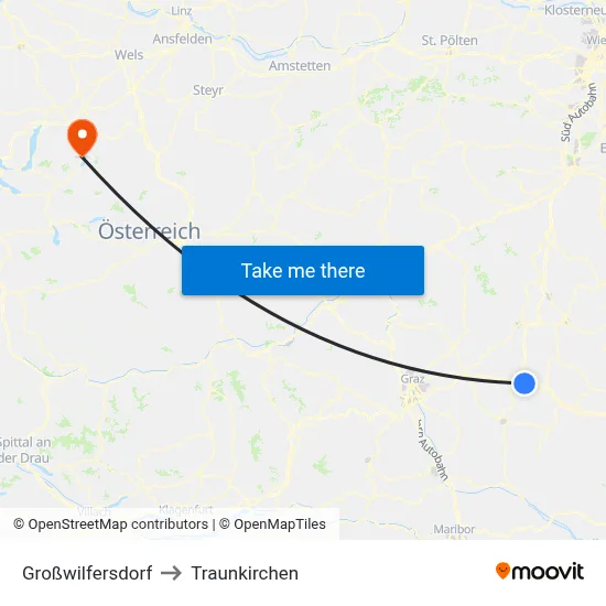 Großwilfersdorf to Traunkirchen map