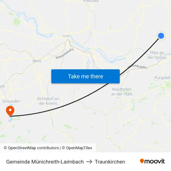 Gemeinde Münichreith-Laimbach to Traunkirchen map
