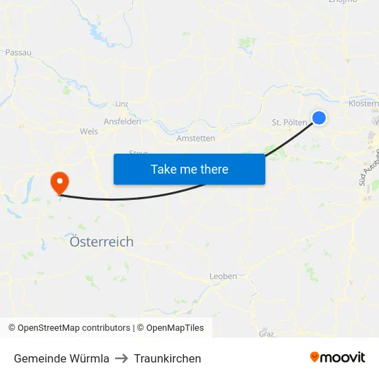 Gemeinde Würmla to Traunkirchen map