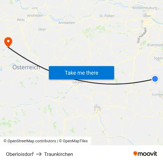 Oberloisdorf to Traunkirchen map