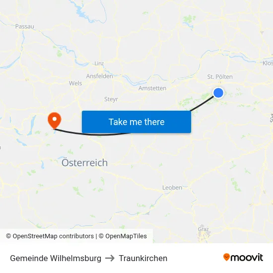 Gemeinde Wilhelmsburg to Traunkirchen map