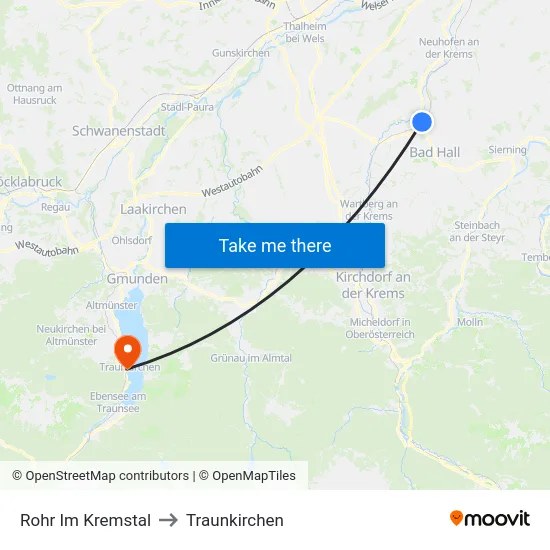 Rohr Im Kremstal to Traunkirchen map