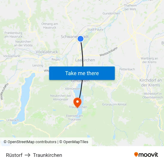 Rüstorf to Traunkirchen map