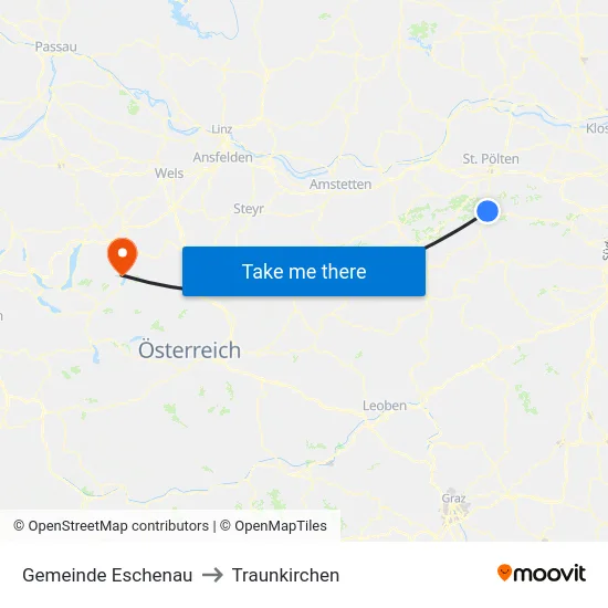 Gemeinde Eschenau to Traunkirchen map