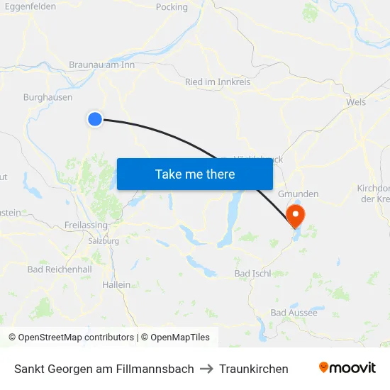 Sankt Georgen am Fillmannsbach to Traunkirchen map