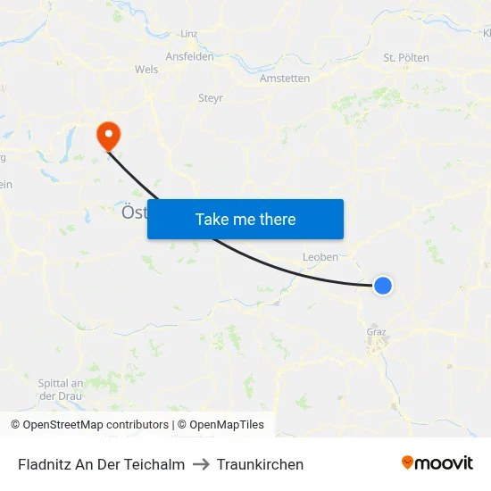 Fladnitz An Der Teichalm to Traunkirchen map