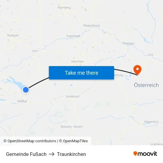 Gemeinde Fußach to Traunkirchen map