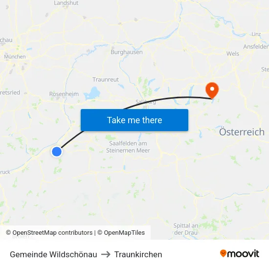Gemeinde Wildschönau to Traunkirchen map
