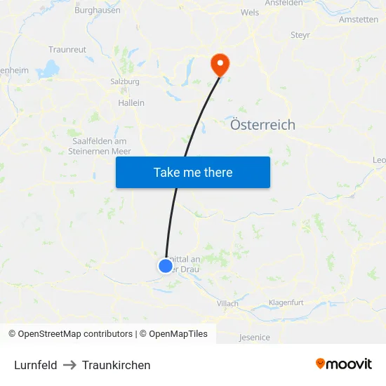 Lurnfeld to Traunkirchen map