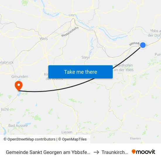 Gemeinde Sankt Georgen am Ybbsfelde to Traunkirchen map