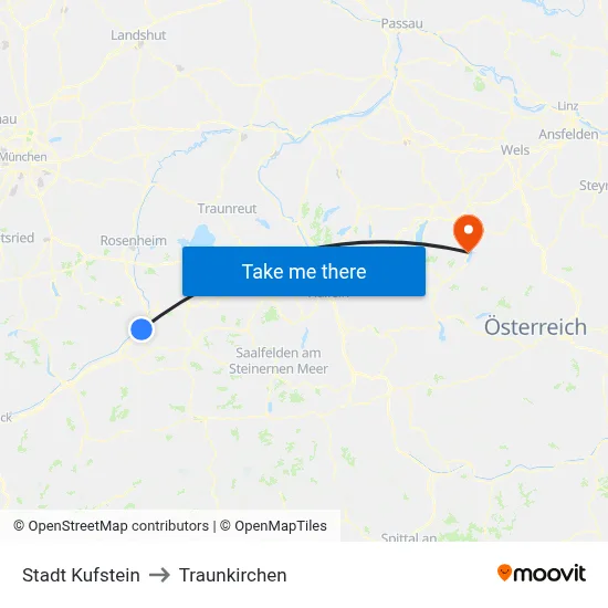 Stadt Kufstein to Traunkirchen map