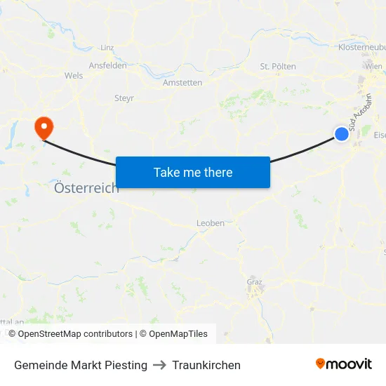 Gemeinde Markt Piesting to Traunkirchen map