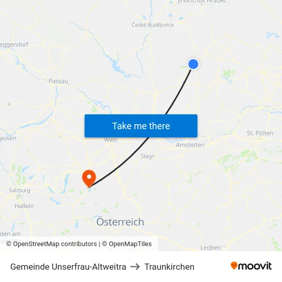 Gemeinde Unserfrau-Altweitra to Traunkirchen map