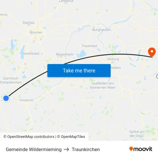 Gemeinde Wildermieming to Traunkirchen map