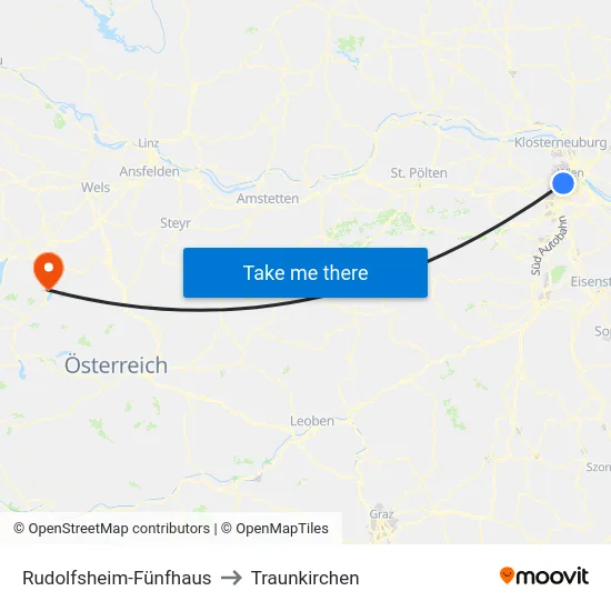 Rudolfsheim-Fünfhaus to Traunkirchen map