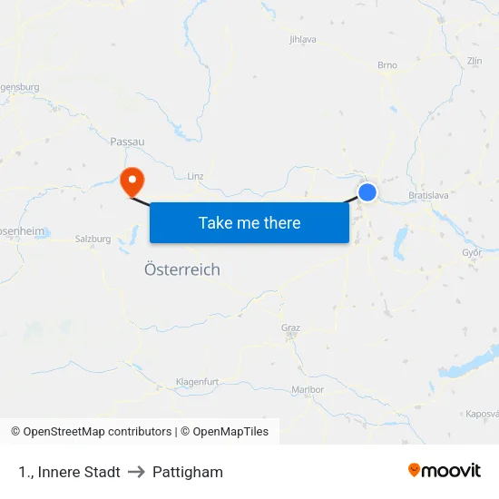 1., Innere Stadt to Pattigham map