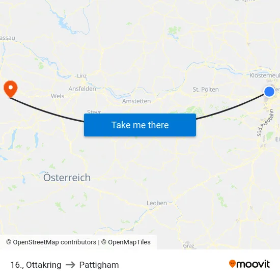 16., Ottakring to Pattigham map