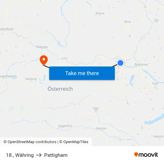 18., Währing to Pattigham map