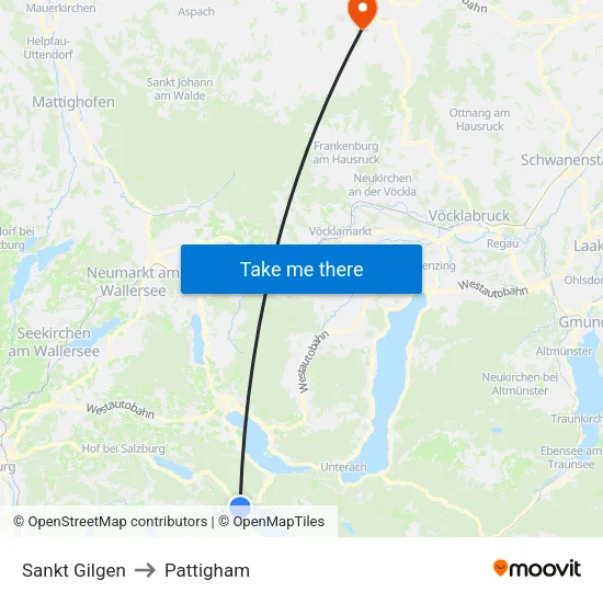 Sankt Gilgen to Pattigham map