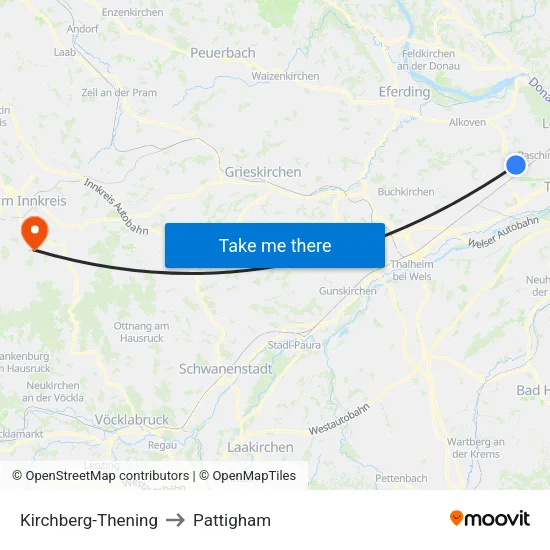 Kirchberg-Thening to Pattigham map