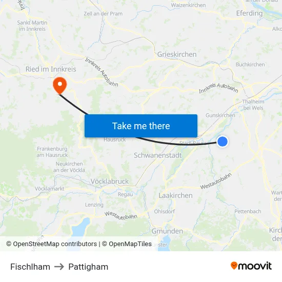 Fischlham to Pattigham map