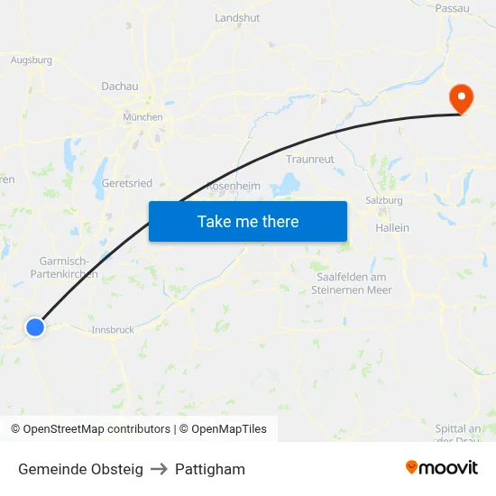 Gemeinde Obsteig to Pattigham map