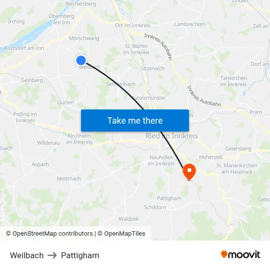 Weilbach to Pattigham map