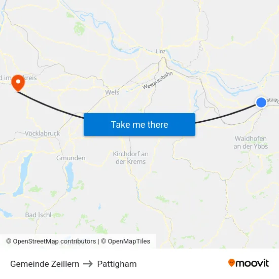 Gemeinde Zeillern to Pattigham map