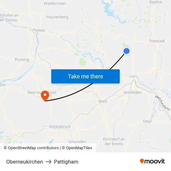 Oberneukirchen to Pattigham map