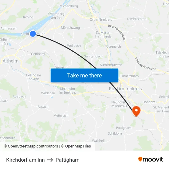 Kirchdorf am Inn to Pattigham map
