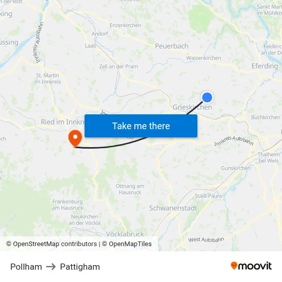 Pollham to Pattigham map
