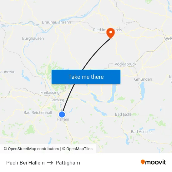 Puch Bei Hallein to Pattigham map