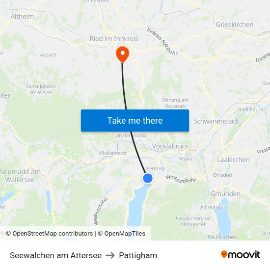 Seewalchen am Attersee to Pattigham map
