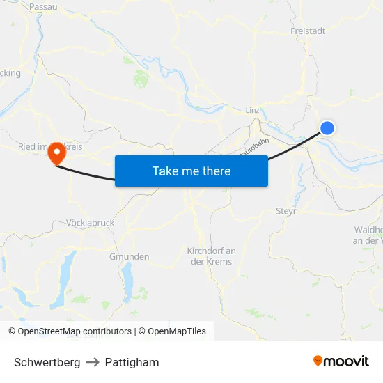 Schwertberg to Pattigham map