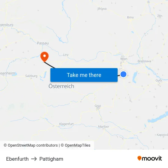 Ebenfurth to Pattigham map