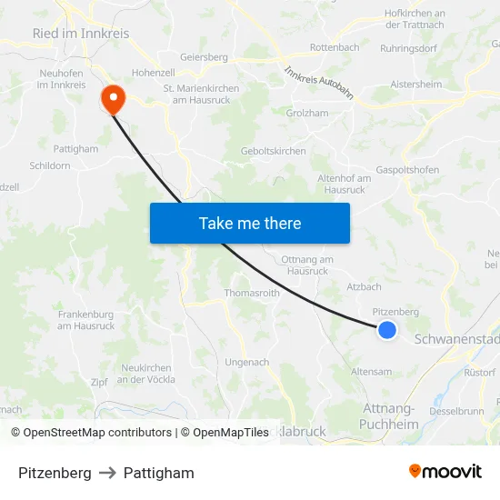 Pitzenberg to Pattigham map