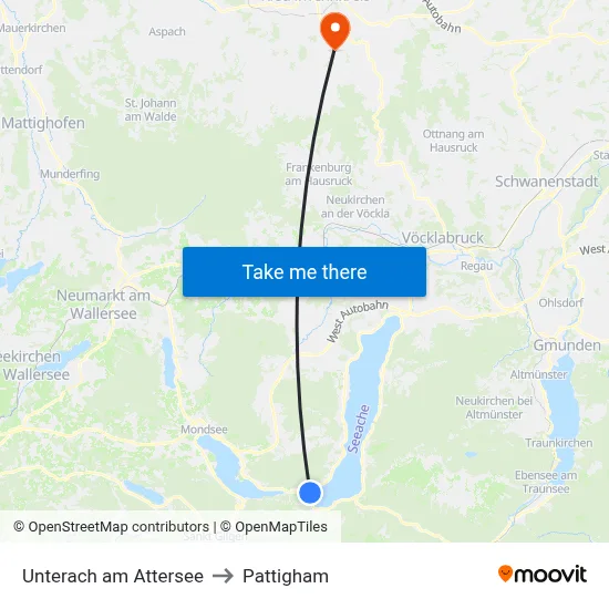 Unterach am Attersee to Pattigham map