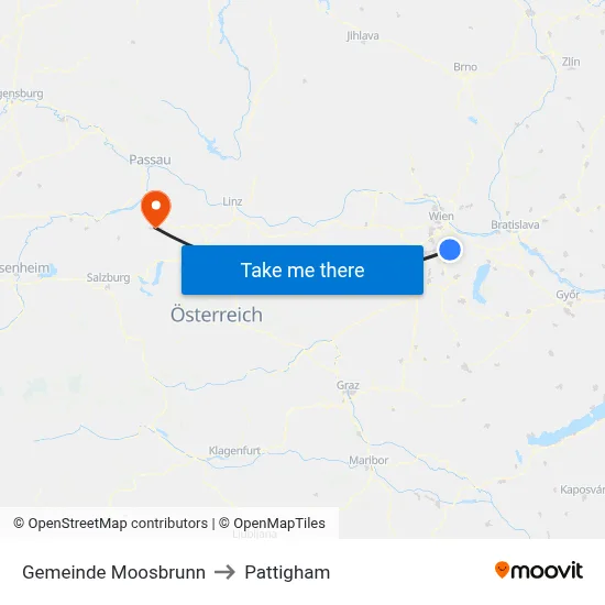 Gemeinde Moosbrunn to Pattigham map