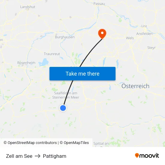 Zell am See to Pattigham map