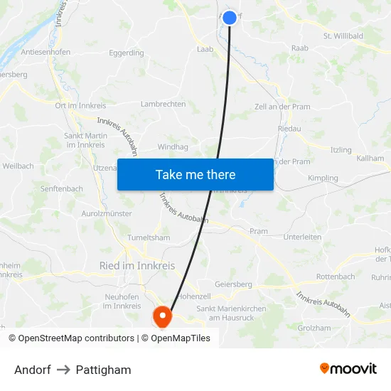 Andorf to Pattigham map