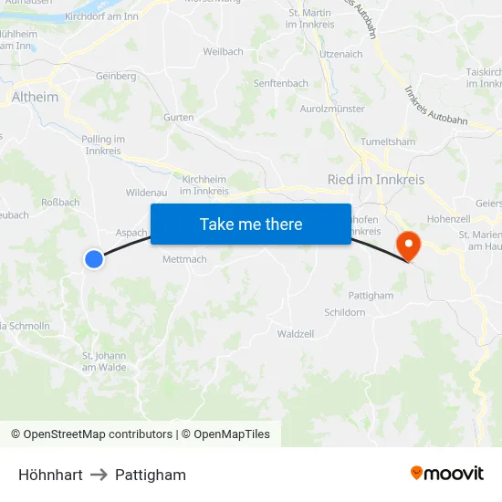 Höhnhart to Pattigham map