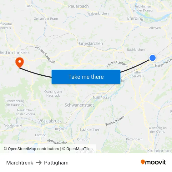 Marchtrenk to Pattigham map