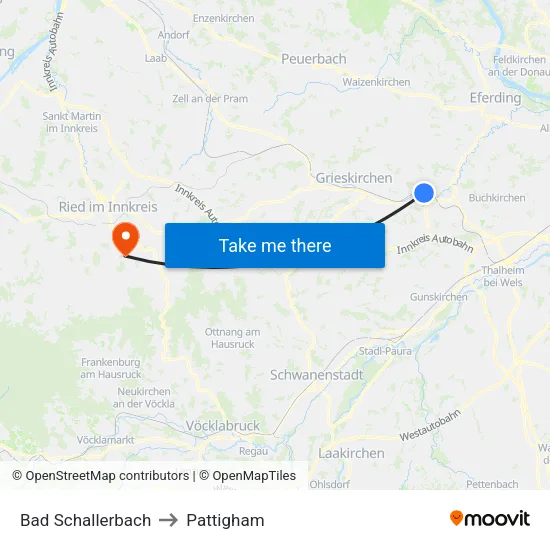 Bad Schallerbach to Pattigham map