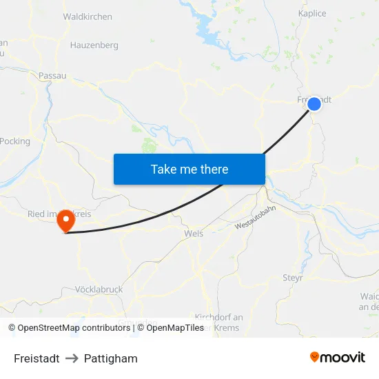 Freistadt to Pattigham map