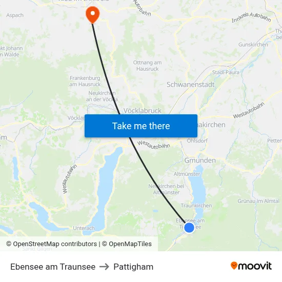 Ebensee am Traunsee to Pattigham map