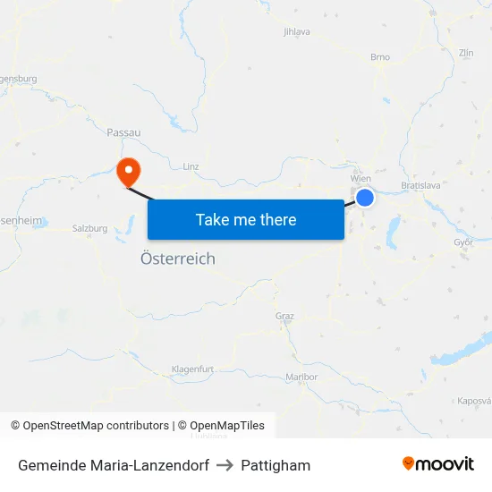 Gemeinde Maria-Lanzendorf to Pattigham map